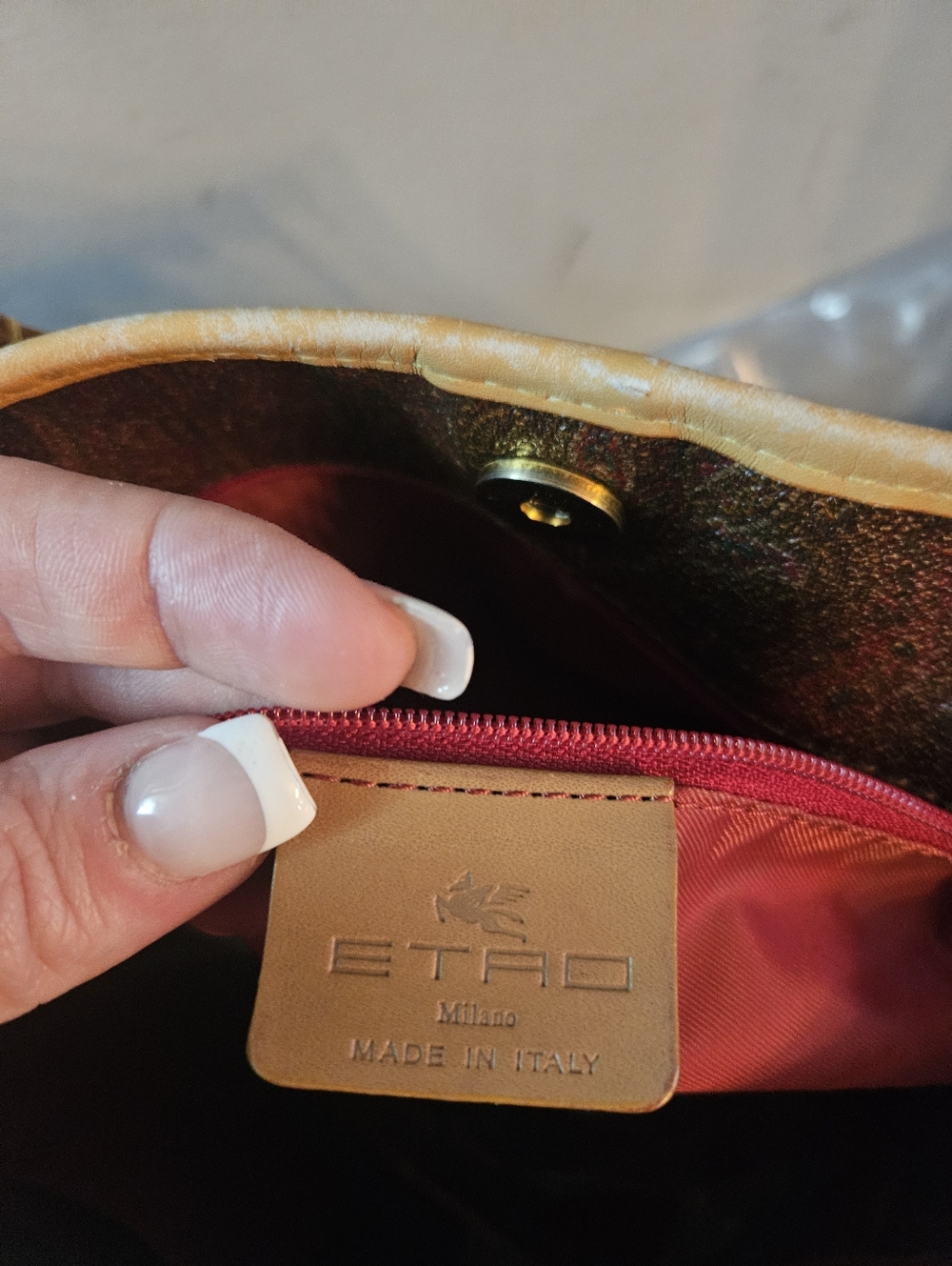 Etro Brown Paisley Leather Trim Shoulder Bag - Picture 12 of 12